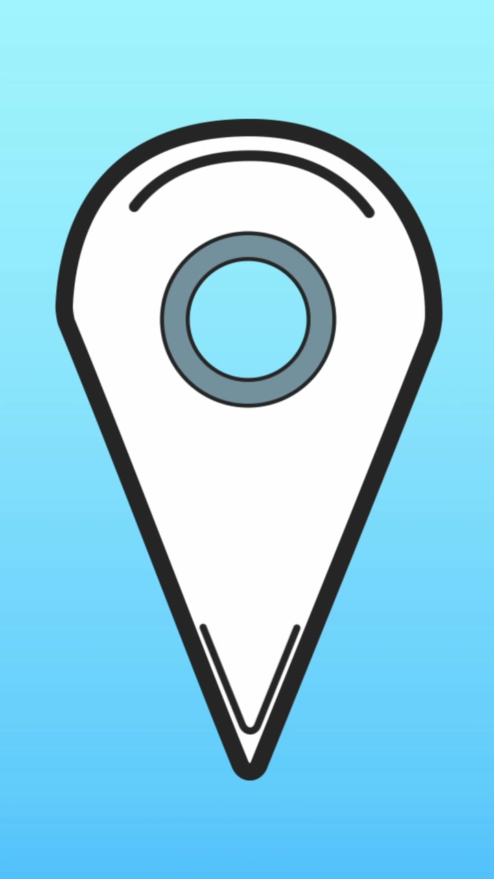 Animation of location pin icon against copy space on blue background