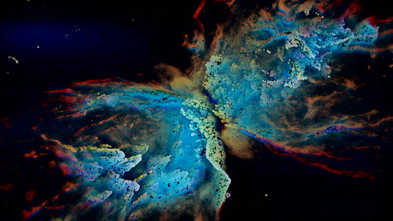 recreación única de partículas de la nebulosa de la mariposa