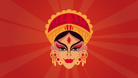 happy navratri animation with goddess head