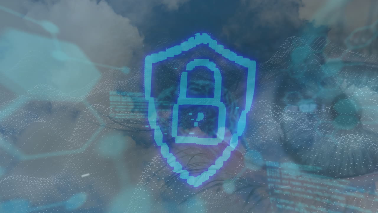 animación del candado y procesamiento de datos sobre el ojo azul