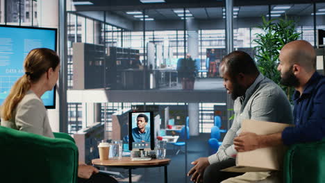 vertical video business partners participating in a video conference with ceo online