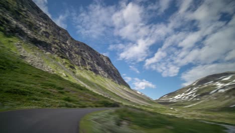 a drive on the gamle strynefjellsveg between stryn and grotli in summer