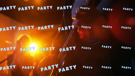 animation von neon-text in wiederholung über party-party