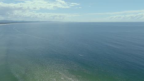 aerial drone shot of byron bay coastline on a sunny day
