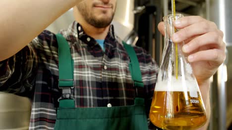 brewer checking beer with hydrometer 4k