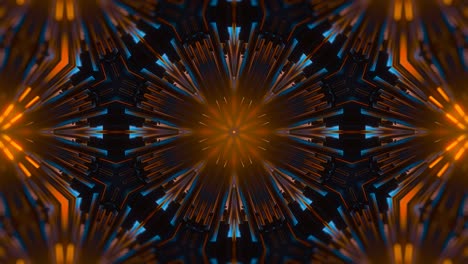 fondo de caleidoscopio creativo abstracto. rayos brillantes de neón luminosos en movimiento. diversidad de patrones, hermosos fuegos artificiales, explosión colorida, big bang. iluminación brillante moderna. bucle sin costuras