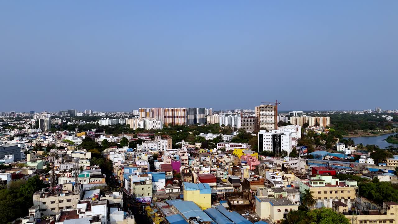 Cinematic aerial footage of Chennai Little Mount area from a birds view