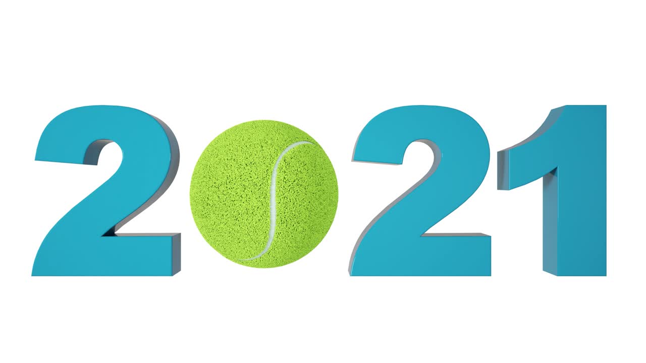 Tennis 2021 Design Hintergrund auf weißem Hintergrund. Alpha-Kanal enthalten