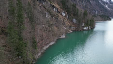 klöntalersee switzerland glarus mountain edge against turquoise swiss lake