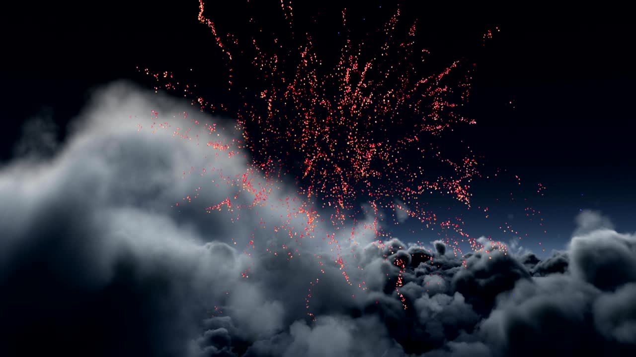 fuegos artificiales en las nubes