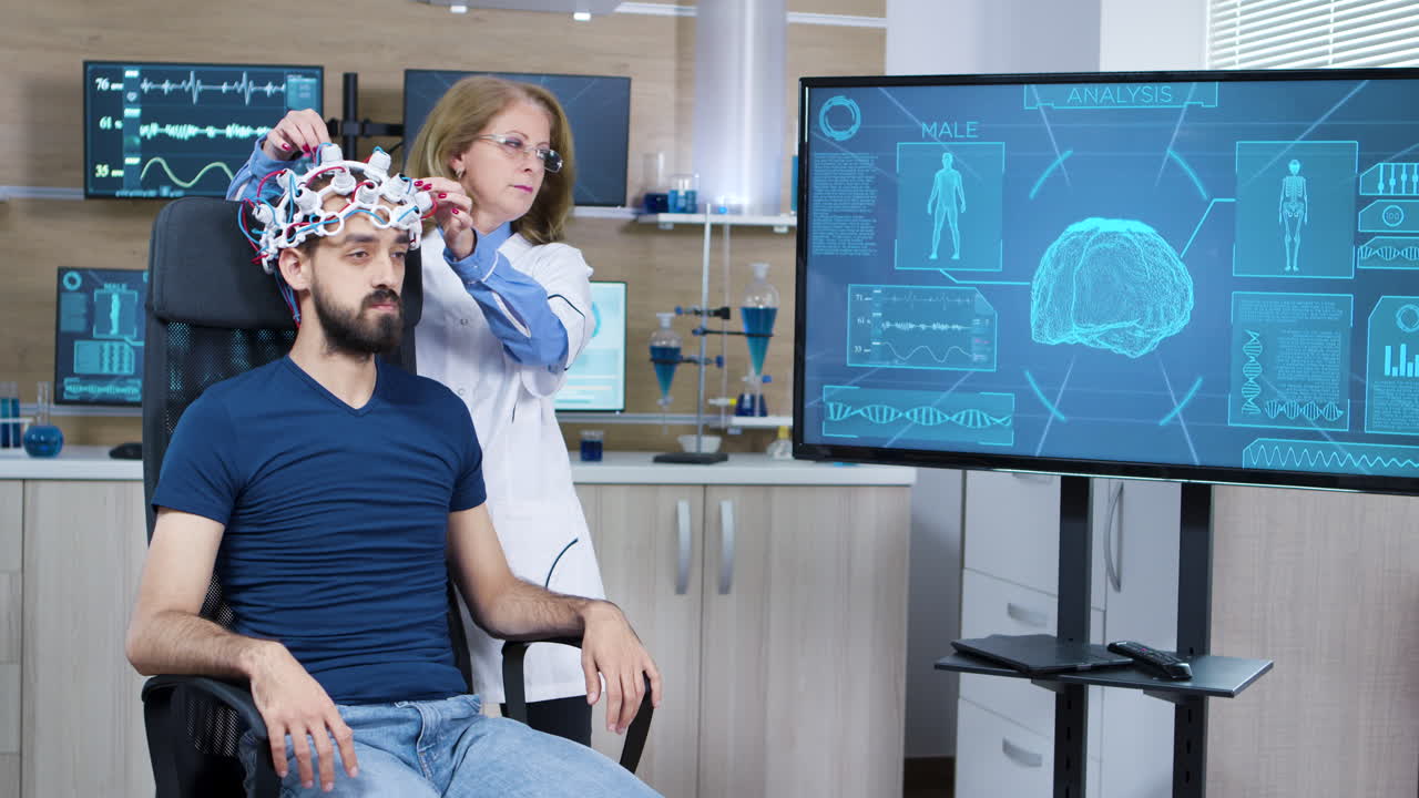 뇌 활동에 대한 연구에 참여하는 여성 과학자