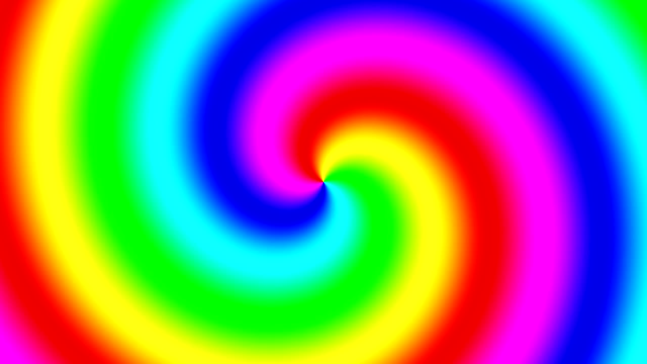 무지개 스트럼 회전은 시계 방향으로 빠르게 회전하며, 끊임없는 루프입니다.