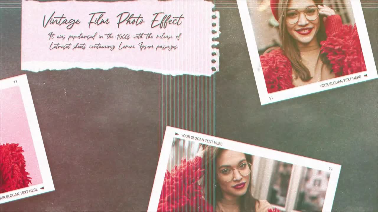 Giovani Donne Eleganti in Posa in una Presentazione Fotografica Retrò con Effetti Vintage