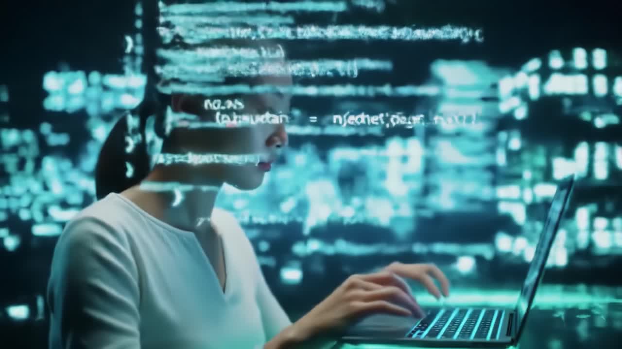 A Deep Dive into Coding: An Intense Focus on Programming as the Digital World Unfolds Behind a Dedicated Developer Working on a Laptop