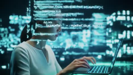 a deep dive into coding: an intense focus on programming as the digital world unfolds behind a dedicated developer working on a laptop