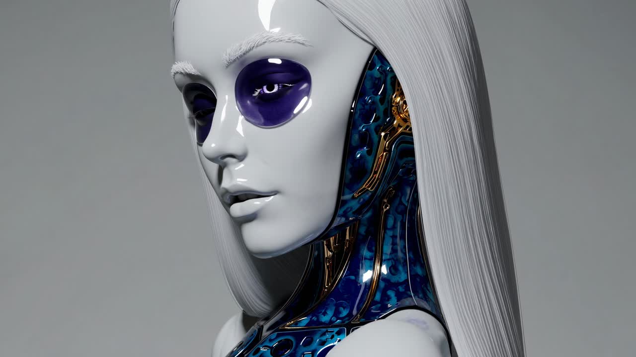 Portrait of a Futuristic Cyborg Woman
