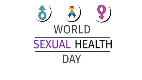 animación del texto y los iconos del día mundial de la salud sexual sobre fondo blanco