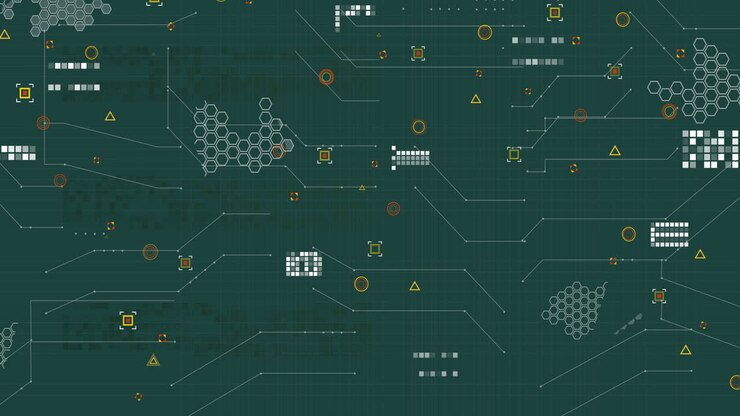 Animazione di elaborazione dati scientifici su sfondo nero
