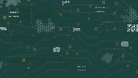 Animation of scientific data processing over black background