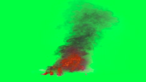 explosión de fuego y humo en pantalla verde