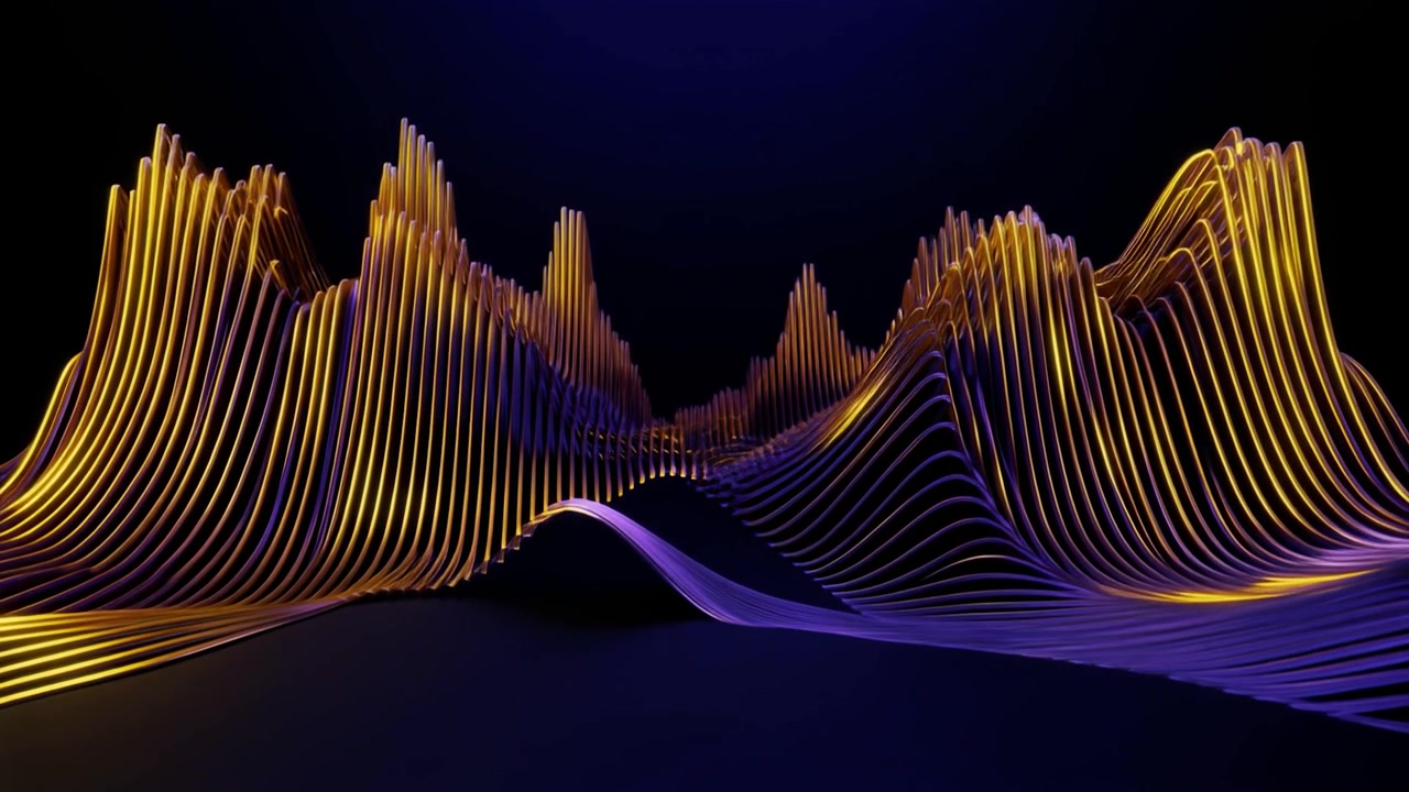Dynamic Abstract Golden and Purple Waving Lines Animation