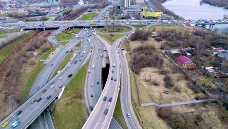 Aerial-view-of-a-freeway-intersection