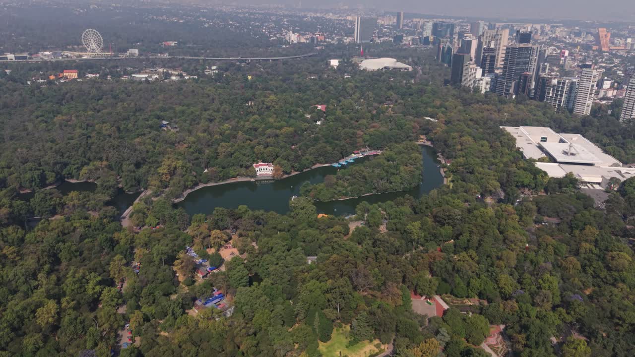 Mexico City morning, smog in Chapultepec Forest