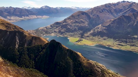 the neck between wanaka and hawea lakes in new zealand