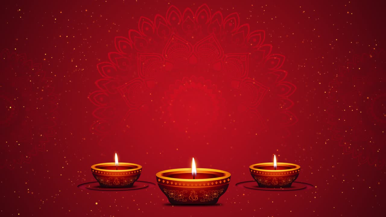 Sfondo di auguri Happy Diwali con spazio per il testo, animazione di fuochi d'artificio per celebrare la festa tradizionale