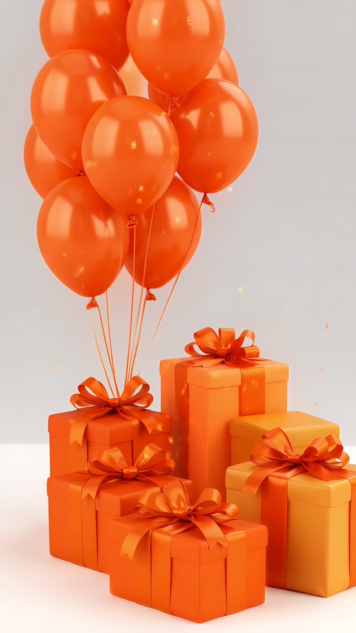 Video di sfondo di compleanno con palloncini e scatole regalo 4K