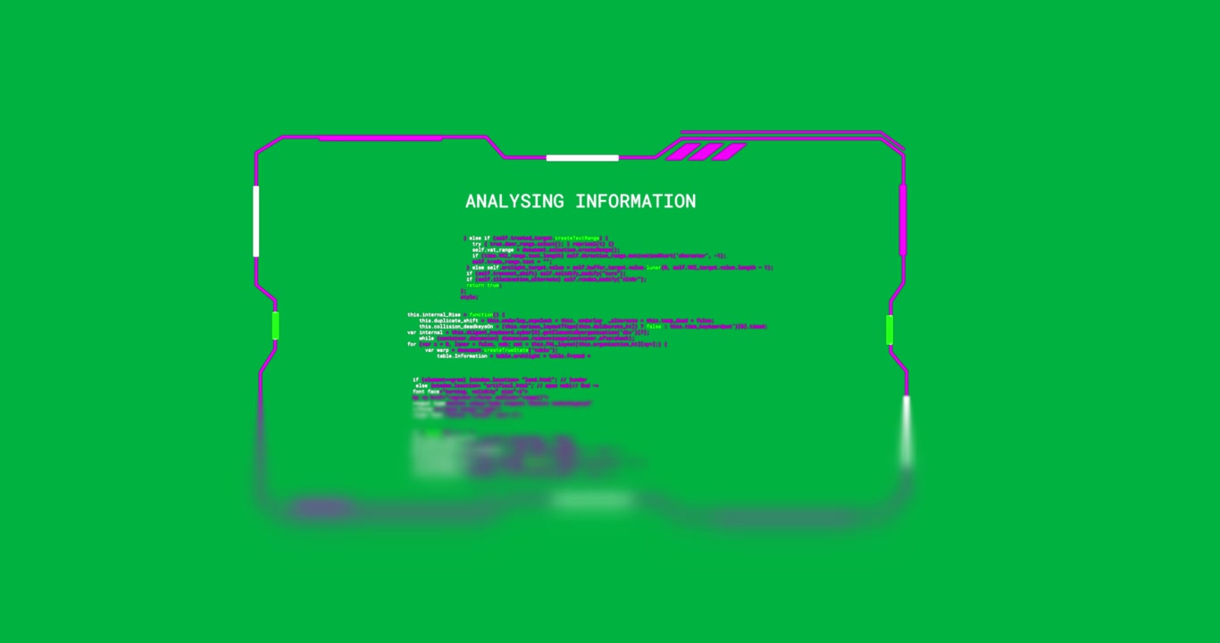Animation of data processing and shapes on transparent background