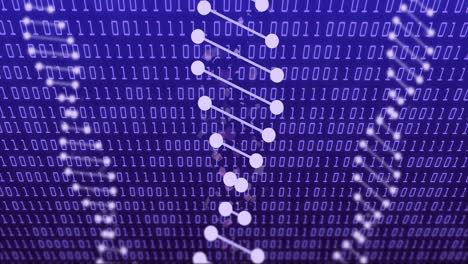 animation of data processing with dna strands on blue background