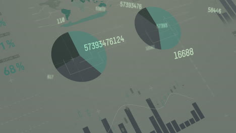 animación digital de múltiples números cambiantes contra el procesamiento de datos financieros