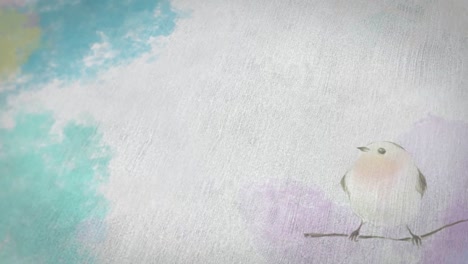 pájaro pintado en acuarela con fondo multicolor
