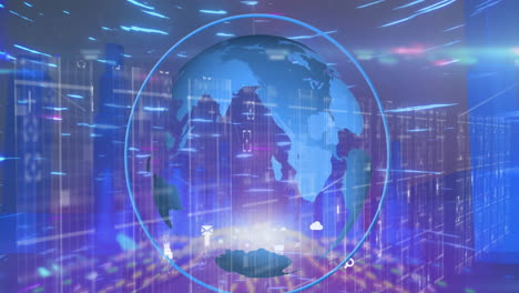 animatie van gegevensverwerking over de hele wereld