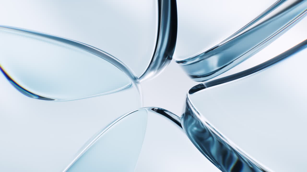 Transparent blue glass geometries background, 3d rendering