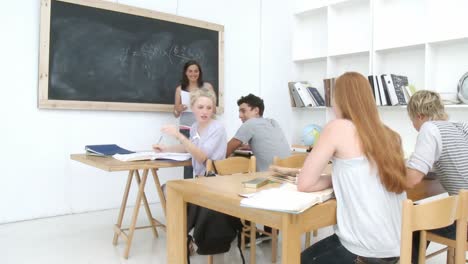 teenagers studying in the high school