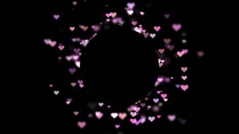 4k many hearts pink on transparent backdrop loop background of hearts, canvas, corner frame
