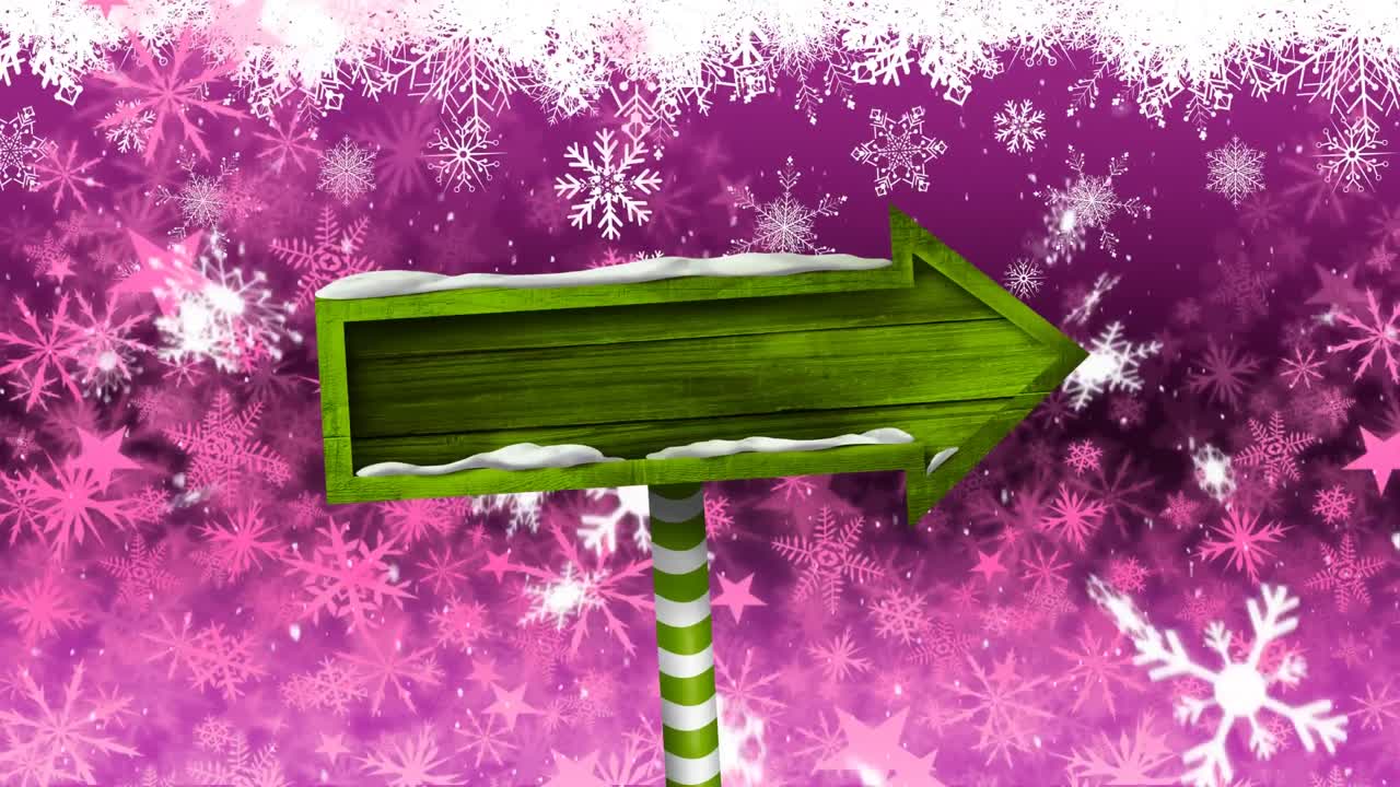 눈이 내리고 나무 표지판