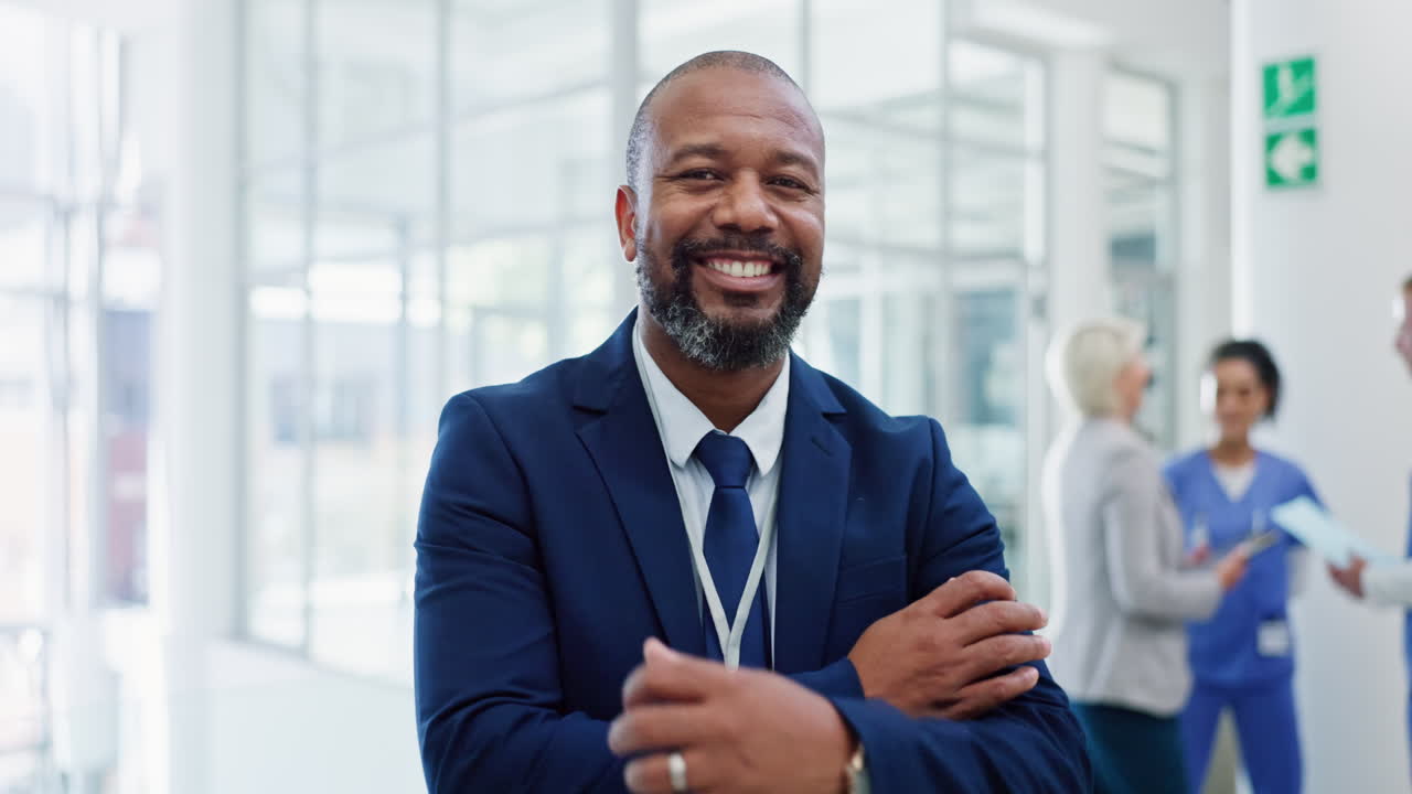 Confident Business Professional in a Medical Setting