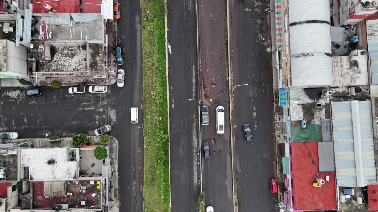 Aerial View of a City Street in Mexico