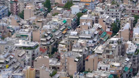 Atenas-Edificios-Residenciales-Superpoblados-Vista-Desde-La-Colina-De-Lycabettus,-Grecia