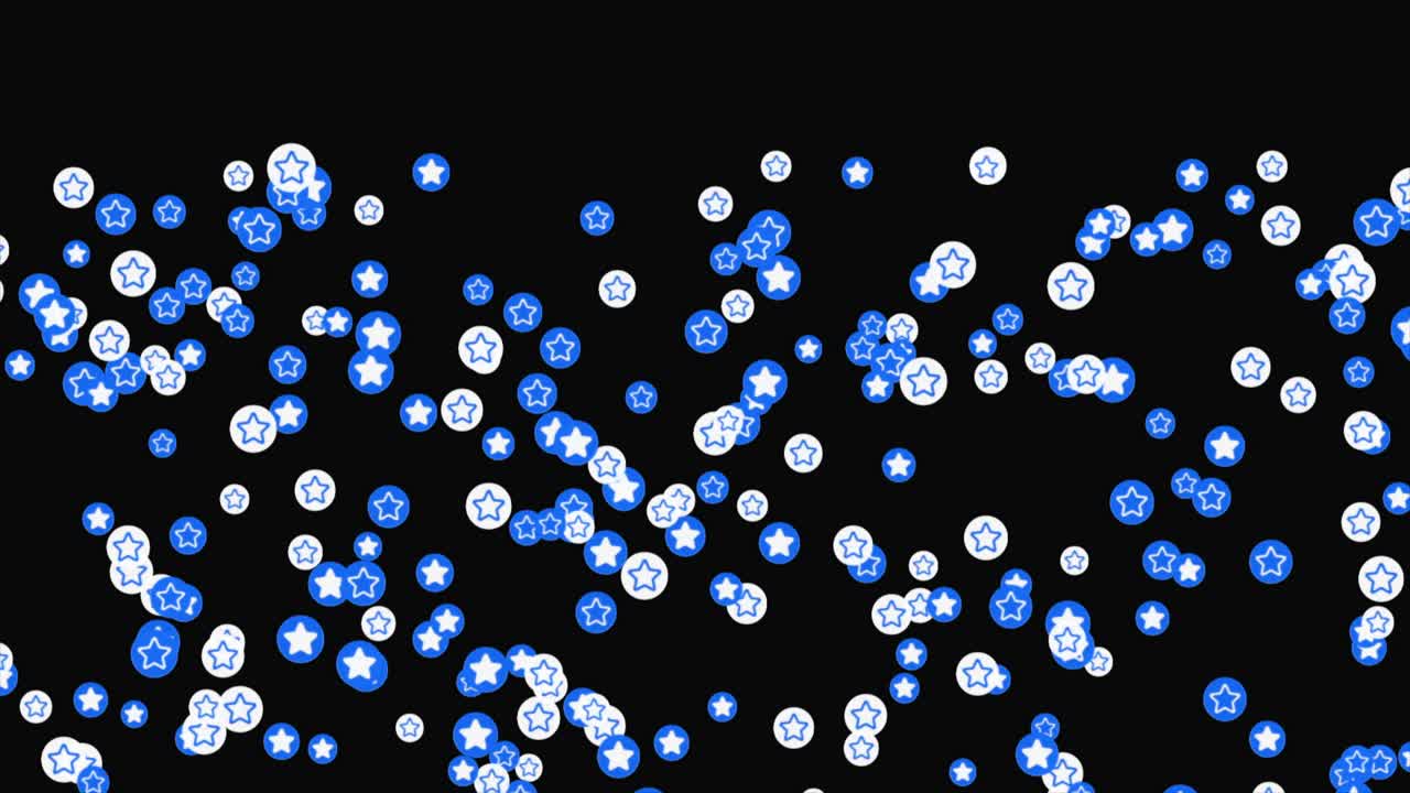 검은 바탕에 파란색과 색의 별 아이콘