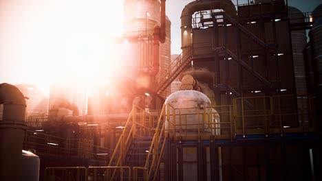Raffineriefabrik-Der-Ölindustrie-Bei-Sonnenuntergang