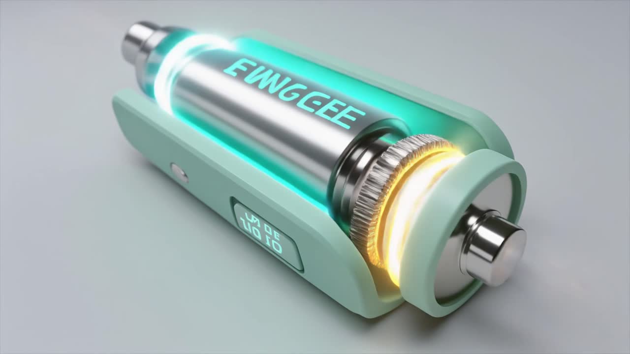 Modello 3D animato di un dispositivo energetico futuristico