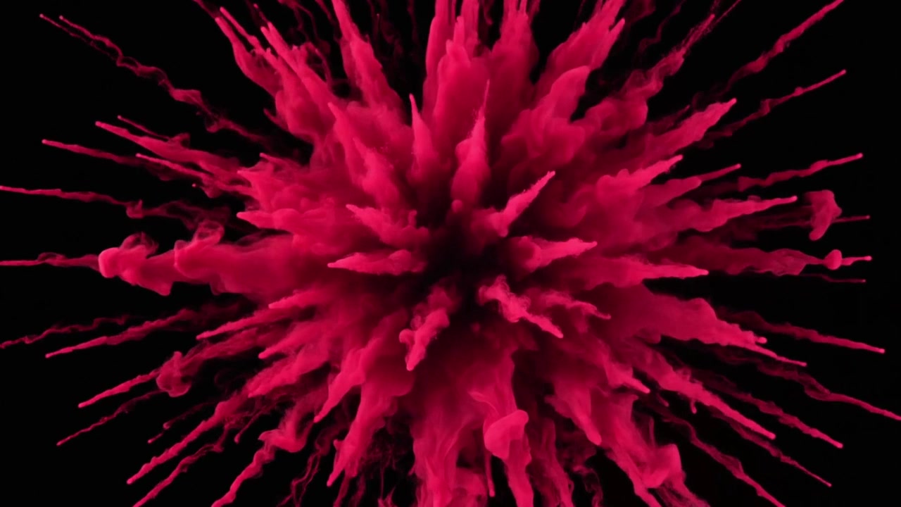 Abstract Pink Ink Explosion Expanding in Water on Black Background