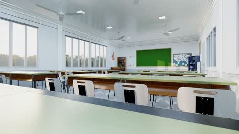 animation empty school or university classroom with big chalkboard