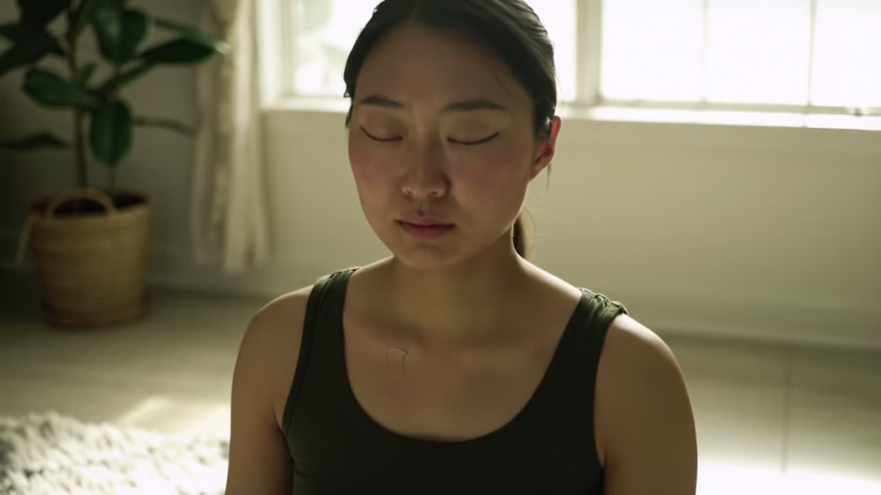 Mindful Meditation: A Quiet Moment of Reflection and Tranquility in a Sunlit Room, Capturing the Essence of Inner Peace and Self-Discovery Through Stillness