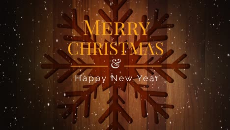 Animation-of-season's-greetings-text-over-snow-falling-and-christmas-pattern