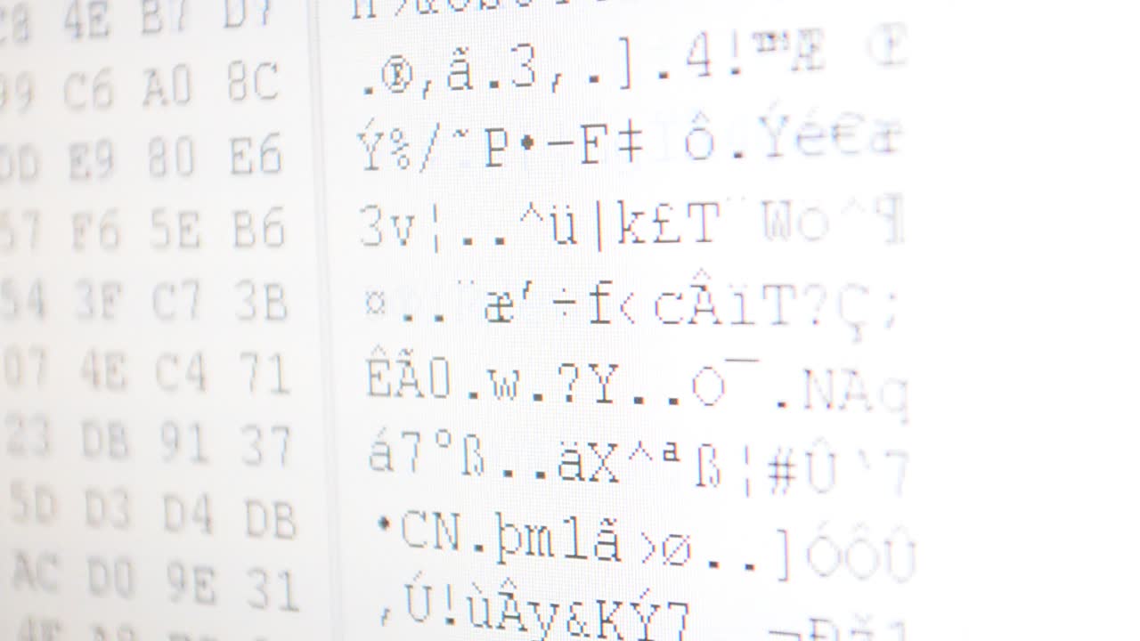 Code binary. Fast movement of a code. Hexadecimal program code on screen. Animated background of moving binary code numbers